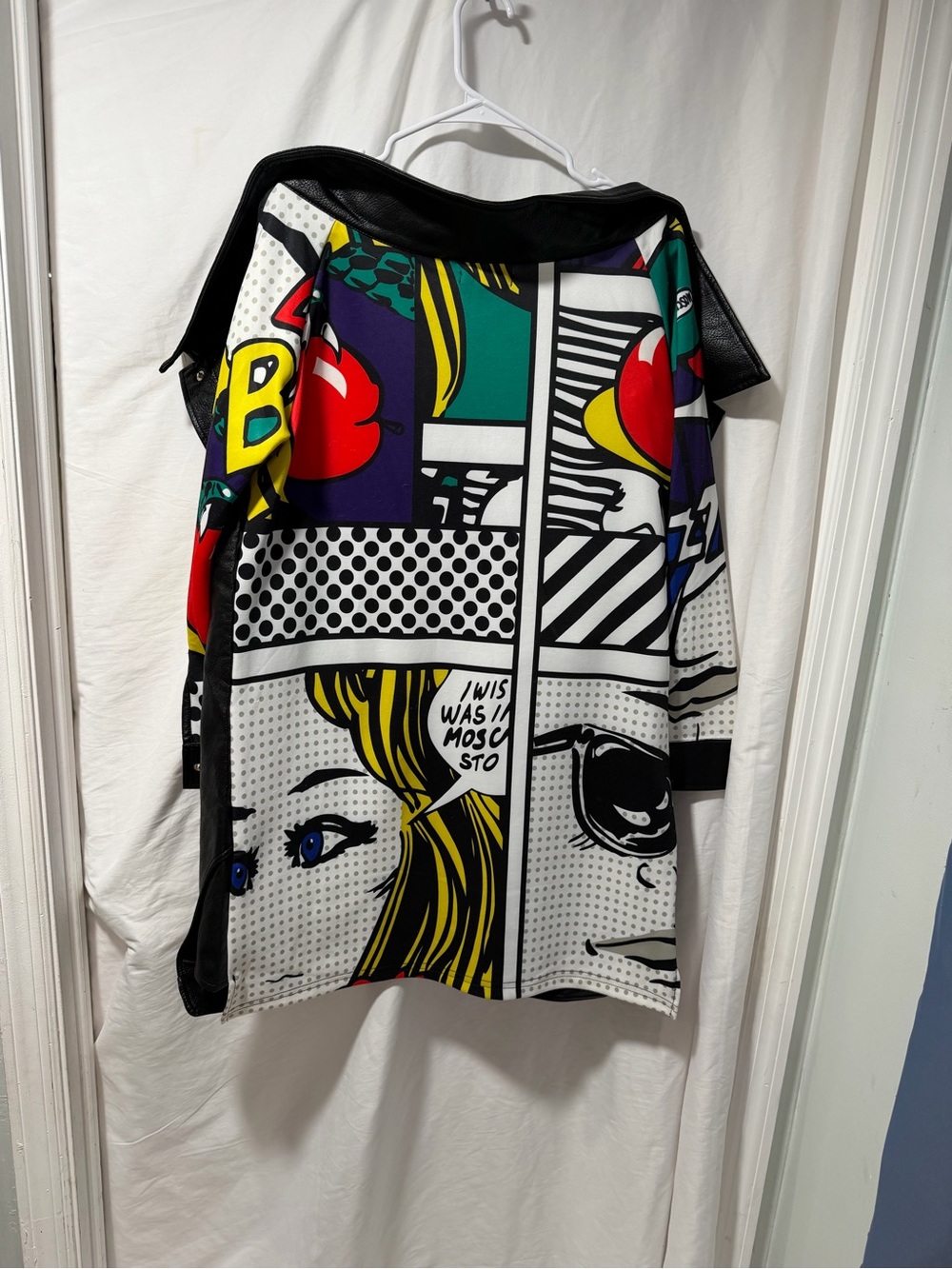 Black Faux Leather Pop Art Detail Jacket - Picture 2 of 3